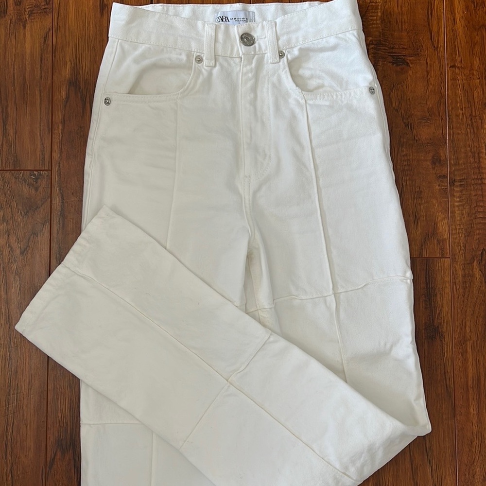 Zara Straight Leg Patchwork Jean - image 4